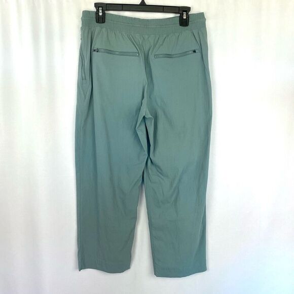 Athleta Trekkie Straight Crop Pant Womens 10 Elastic waist Drawstring Green/Gray - Picture 3 of 8